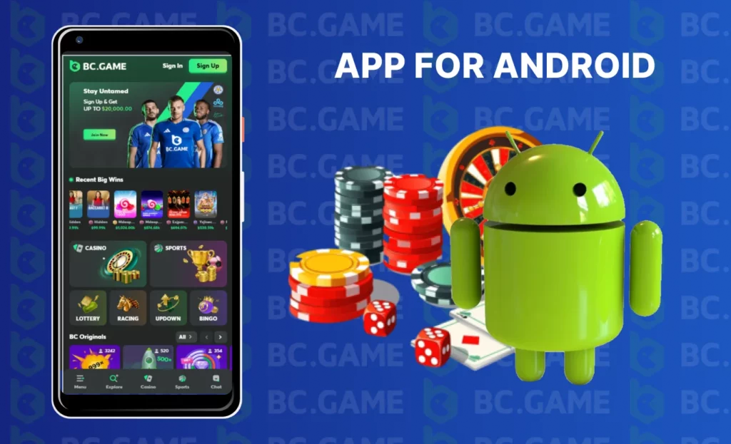 Downloading the BC Game App on Android.